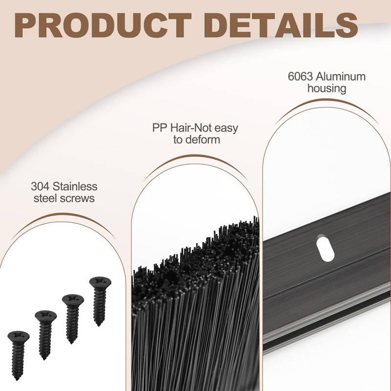 3-Pack Garage Door Brush Seal – CEPIA Black Bottom Sweep