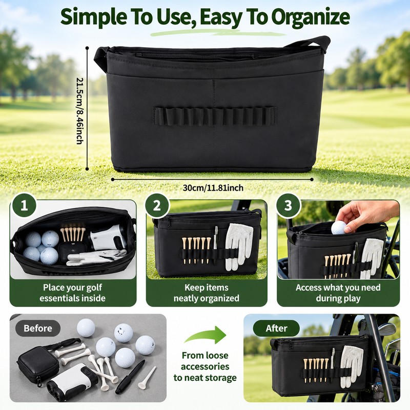 Golf Push Cart Accessory Bag for On-Course Storage – Waterproof
