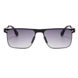 Long Keeper Sunglasses Vintage Retro Rectangular Metal Frame Glasses Women's Aesthetic Glasses with UV Protection, black frame gray lens