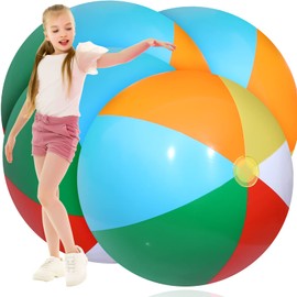Sosation 4 Pcs Giant Inflatable Beach Ball 30inch Large Baseball Soccer Basketball Football 2.5ft Inflatable Sport Ball for Summer Pool Beach Outdoor Sports Themed Party(Rainbow Style)