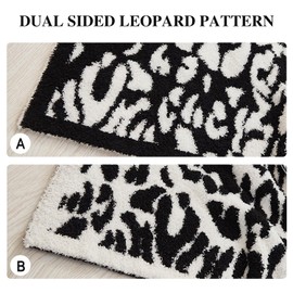 MH MYLUNE HOME Ultra Soft Leopard Throw Blanket (50x60 inches) Microfiber Blanket Plush Warm Reversible Cheetah Blanket Leopard Pattern Throw for Couch Bed Sofa - Black and White, 50"x60"