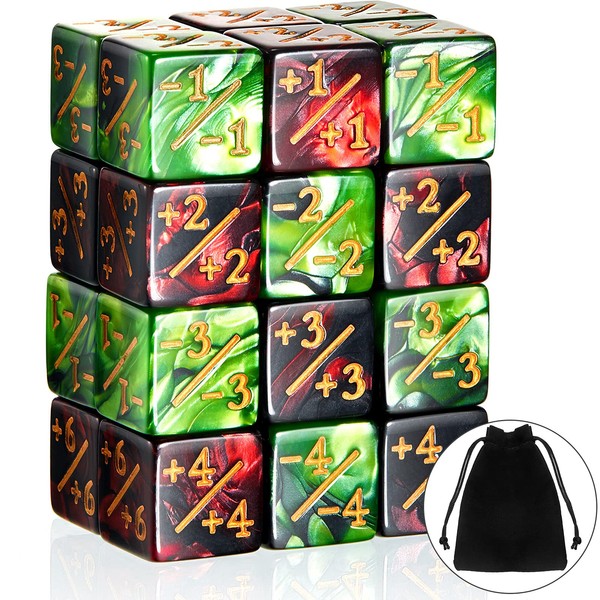 24 Pieces Dice Counters Token Dice D6 Dice Cube Loyalty Counter Dice Compatible with MTG, CCG, Card Gaming Accessory, 2 Styles