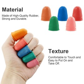 HXMJIED 5 Sizes Rubber Finger Thimbles, 5 Colors Rubber Finger Tips, Thimblette Rubber Finger Pads, Protector Thumb Cover Rubber Finger Pads, Finger Tips Finger Thimbles