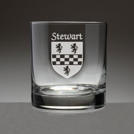 Stewart Irish Coat of Arms Tumbler Glasses - Set of 4 (Sand Etched)
