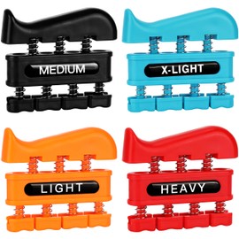 Finger Strengthener 4pcs Black, Blue, Orange, Red, Plastic 1.2-5 kg 4levels