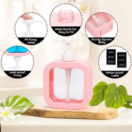 Segbeauty 2pcs Refillable Soap Dispenser for Kitchen,16.9oz Empty Hand Soap Dispenser,500ml Liquid Soap Dispenser for Bathroom,Pink Dish Soap Dispenser for Kitchen Sink with Pump and Labels