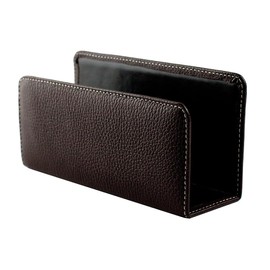 DELMON VARONE - Letter Stand Made of Premium Leather Soft Grain Brown - Document Stand for Storing Letters, Documents and Brochures - Organiser for Desk and Office with Metal Insert