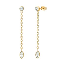 Tear drop Cubic Zirconia Dangle Gold Drop Earrings, Prom or Wedding Earrings for Brides (Gold)