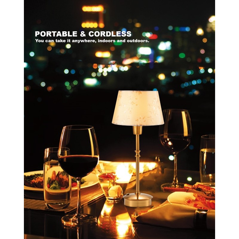 UMEXUS Cordless Table Lamps with Dimmer, 5200mAh Rechargeable Battery Powered,