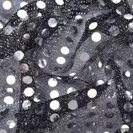 Sparkle Sequin Fabric 1m x 115cm,Black Bling Glitter Cloth for Stage Costumes, Festival Wear & Wedding Decor, High-Shine Dot Mesh Material with Reinforced Edges (Black)