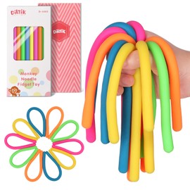 10 Pack Monkey Noodle Fidget Toys – Colorful Stretchy Sensory Strings for Kids with Autism, ADHD, Anxiety – Durable Sensory Toys in Gift Box for Boys & Girls, Travel & Classroom Use - Smooth