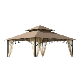 Garden Winds Reinforced Replacement Canopy Top Cover Compatible with The L-GZ136PST and L-GZ136PST-2 Madaga 10' x 10' Gazebo - Classic Brown, Riplock 350