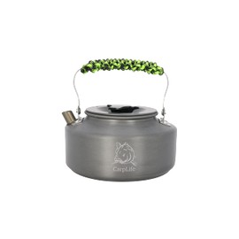 Lightweight Aluminium Camping and Fishing Kettle - CarpLife Products - Fishing Kettle - Camo Paracord Handle 1.1L Capacity - Hand Finished (Neon & Black Handle)