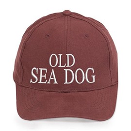 4sold 100% Cotton Ancient Mariner, Captain Cabin Boy Crew First Mate Yachting Baseballmütze Inschrift Schriftzug Schwarz Weiß rotbraun und weiß (Old SEA Dog)