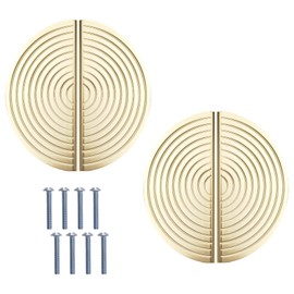 MOROBOR Half Moon Drawer Handles, 4PCS Brushed Copper Semi Circle Pulls Aluminum Alloy Hardware Modern Simple Double Hole Handle for Drawer Cabinet Wardrobe (Arc Line Pattern)