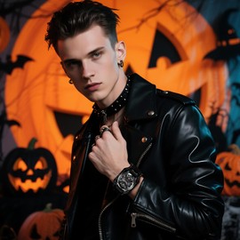 OIDEA Steampunk Leather Cuff Watch: Men Women Vintage Punk Rock Wide Leather Band Analog Quartz Wrsit Watches Big Face Round Dial Outdoor Casual Sport Watch, Black Strap