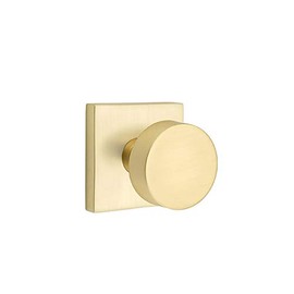 EMTEK Square Rosette Passage Set with Matching Finish Round Knob - Choice of 7 Finishes - 5110ROUUS4 - Satin Brass (US4)