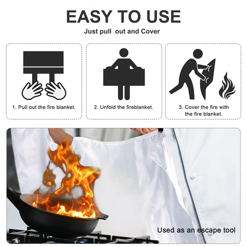 VIKDOOK Fire Blanket for Camping Grill Kitchen Emergency Fire Blanket