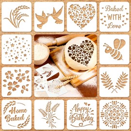 Juego de 12 plantillas de pan artesanales para hornear, plantillas para hornear, pan, pasteles, pasteles o galletas, moldes para decorar tu propia persona, 12 estilos