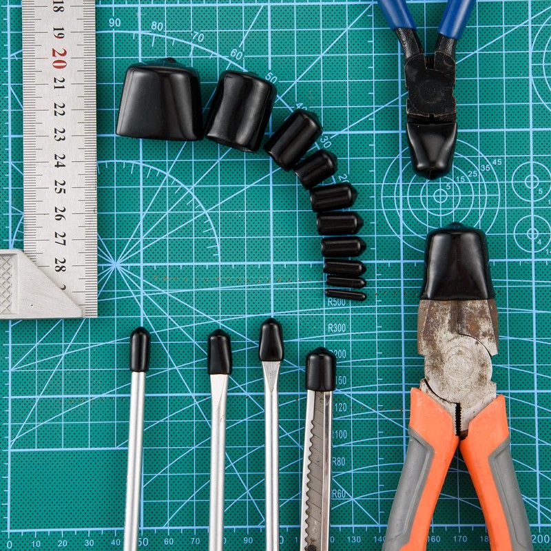 320 Pieces Rubber End Caps Black Round Vinyl End Caps