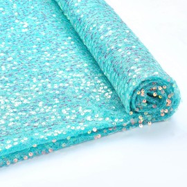 Sequin Fabric Coral Green Mermaid Glitter Fabric 5mm Glitter Fabric 4 Yard Sparkly Fabric by The Yard Mesh Fabric Reversible Sequin Fabric Great for Dress Wedding Table Decoration DIY Crafts