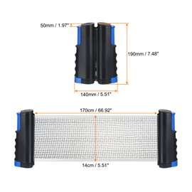 PATIKIL Retractable Ping Pong Net for Any Table, Portable 6 Feet Table Tennis Net and Post Equipment Up to 2 inch with Storage Box for Family Game, Black Blue