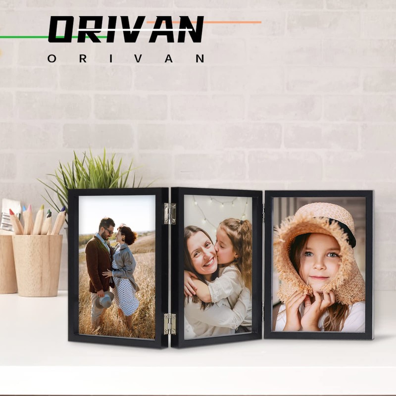 ORIVAN 4x6 Triple Picture Frame Hinged 3 Photos Folding Photo