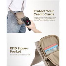 befen Soft Leather Cell Phone Bag for Women Small Crossbody Phone Bag for Women Mini Ladies Purse RFID Function Shoulder Bag for Shopping-Light Apricot