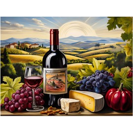 Wine Themed Tuscany Vineyard Pattern A1127 Accent Tile Mural Kitchen Bathroom Wall Backsplash Behind Stove Range Sink Splashback One Tile 10"x8" Ceramic, Glossy