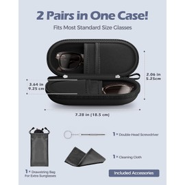 ProCase Estuche para Gafas de Sol, Caja Organizador Portable Duradero Resistente a Electrochocos Sunglasses Case Unisexo Guarda Porta 2 Pares de Gafas Uso Diaro