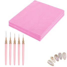 200 Sheets Nail Dust Collector Filter Paper,nail Dust Extractor Paper Sheets with 5 Fine Line Nail Art Brushes Supplies Accessories for Women