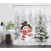 LB Cute Snowman Christmas Shower Curtain Decor, Winter Nature Landscape