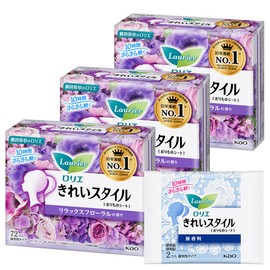 Laurier Clean Style Relaxing Floral Scent, 72 Packs x 3 Pack (216 Pieces) + Bonus