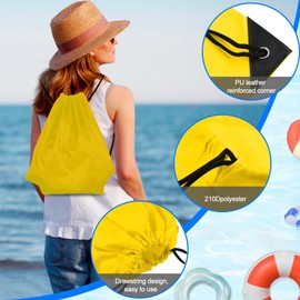 PLULON 2Pcs Drawstring Bags Bulk Yellow Drawstring Backpack String Backpack Cinch Sack Sport Gym Backpack Bags for Yoga Traveling Outdoor Sports