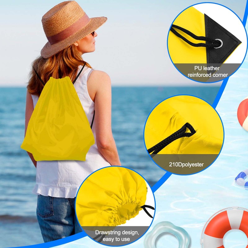 PLULON 2Pcs Drawstring Bags Bulk Yellow Drawstring Backpack String Backpack