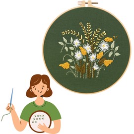 Traziewell Cross Stitch Kits for Adults Embroidery Kit for Beginners Stamped Patterns Crochet Starter Kit with Embroidery Hoop Instructions Threads and Tool Kit, 0110