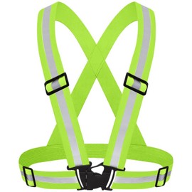 ZLONGYAN Reflective Vest, adjustable and flexible high visibility safety Reflective Running Vest, suitable for outdoor night running, walking, night riding, dog walking Reflective Gear (Green)