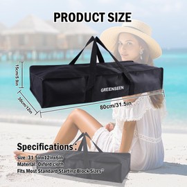 31.5" Foldable Extra Large Sports Duffel Bag For Track Starting Blocks - Waterproof Oxford, Black - with Zippers & Handles - Portable Track Bag, Foldable Gym Bags, Carry Bag for track and field