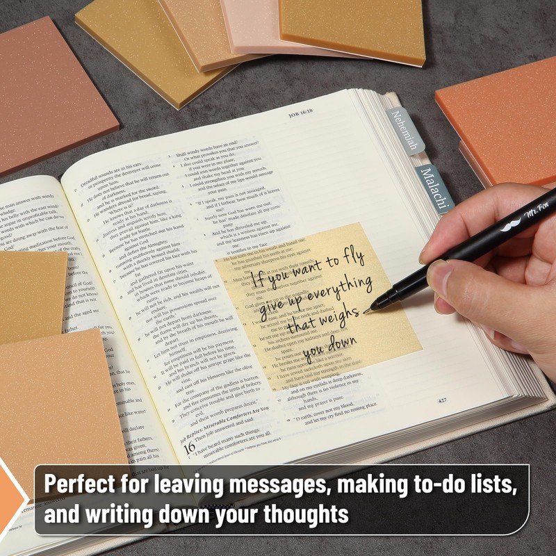 Mr. Pen- Plastic Glitter Sticky Notes, 3”x3”, 12 Pads, 600