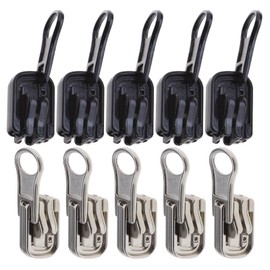 ECSiNG Pack of 10 #5 Zippers Replacement Reversible Slider Zippers with U-shaped Stop Kit for Outdoor Tents and Double-Sided Clothing (5 Pieces Black and 5 Pieces Silver)