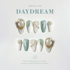 Daydream.Gemstone Marble Unique Emotional Nail - Egg Coffin / 데이드림. 원석 대리석 유니크 감성 네일 - 에그코핀