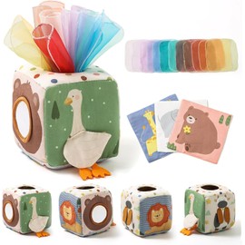 Youuys Baby Tissue Box Sensory Toy – Montessori Pulling Crinkle Tissue Toy for Babies 6–18 Months