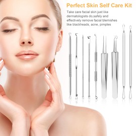 9 PCS Blackhead Remover Tools, Pimple Popper Tool Kit & Comedone Extractor - Professional Acne, Zit, Blemish & Whitehead Removal for Face & Nose, with Stainless Steel Tweezers & Travel Case, UUBAAR