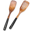 2 Pcs Best Wooden Spatula Set for Cooking Kitchen Slotted