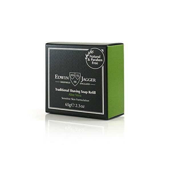 Edwin Jagger 99.9% Natural Traditional Shaving Soap Refill, Aloe Vera - 2.3 oz