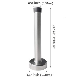 Long Door Stops, 8 Inch Stainless Steel Doorstop, Brushed Door Stopper, Anti-Collision Resistance with Rubber Absorber, Doors Holder Catch Wall Protector Silver (1 Pack)