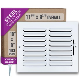 Fits 10x8 Duct Opening 1 Way Fixed Curved Blade Air Supply Diffuser by Handua | Register Vent Cover Grill for Sidewall and Ceiling | White | Outer Dimensions: 11.75" X 9.75"