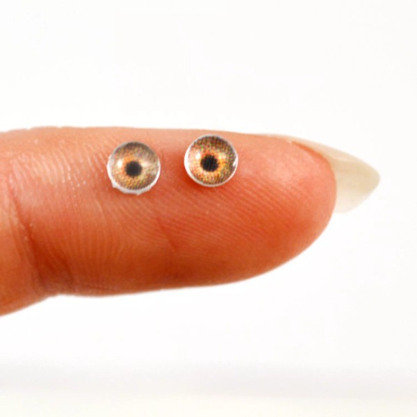4mm Tiny Light Brown Human Small Glass Eyes | Jewelry