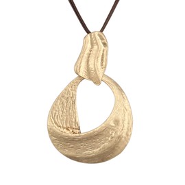 GelConnie Chunky Leather Necklace Women Bohemian Adjustable Black String Gold Necklace Long Leather Necklace with Gold Pendant