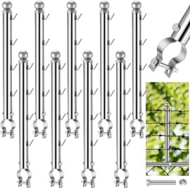 Hicarer 9 Pack 1-3/8" Chain Link Fence Post Extender with Hooks 19.5 Inch Extension Height Galvanized Chain Link Fence Extension for Privacy and Dogs, Sliver